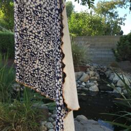 Organic Cotton Knit Baby Blanket Navy Daisies & Butterflies - thumbnail 3