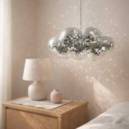 Disco Ball Cloud - Hanging Mirror Mosaic Sparkle Wall Art Retro Party Decor Personlisation Option - thumbnail 4