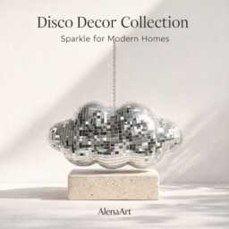Disco Ball Cloud - Hanging Mirror Mosaic Sparkle Wall Art Retro Party Decor Personlisation Option - thumbnail 2