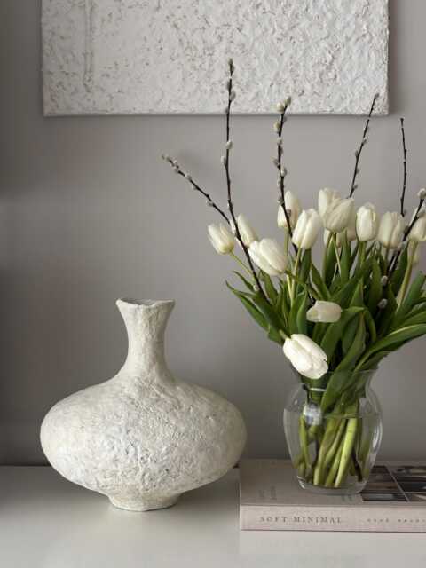 Handmade Clay Vessel Large Wabi Sabi Vase, Aged Look Decor - image 1