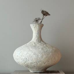 Handmade Clay Vessel Large Wabi Sabi Vase, Aged Look Decor - thumbnail 3