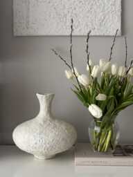 Handmade Clay Vessel Large Wabi Sabi Vase, Aged Look Decor - thumbnail 1