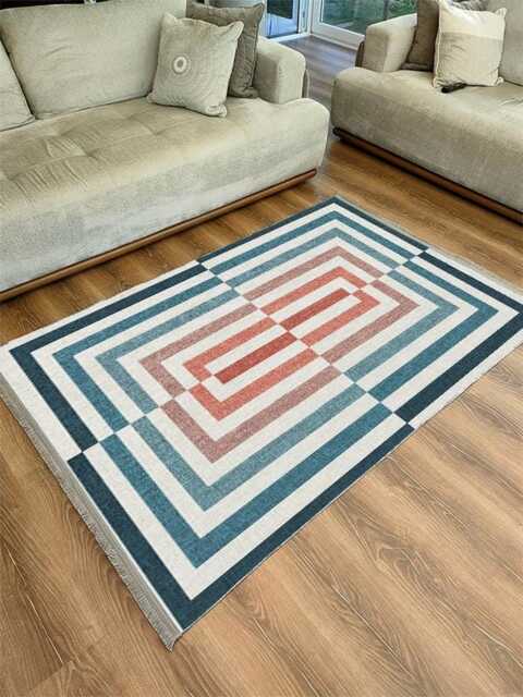 Retro Geometric Area Rug Mid-Century Modern Colorful Carpet - image 1