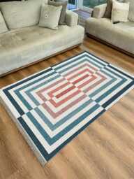 Retro Geometric Area Rug Mid-Century Modern Colorful Carpet - thumbnail 1