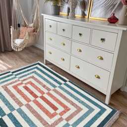 Retro Geometric Area Rug Mid-Century Modern Colorful Carpet - thumbnail 3