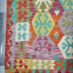 Tribal Kilim Rug, Handmade Artisan Afghan Turkish, Scandinavian, Navajo, Bohemian Flatweave, Natural Wool Multicolour Rug 185x156 cm - thumbnail 2