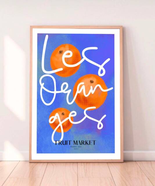 Les Oranges Print - A4 Prints - A3 A2 Art Illustrated By Weezy Fruit Market Print, Abstract Wall Design - image 1