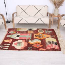 Vintage Boujaad Rug, 4x5 Ft, Moroccan Rug - thumbnail 4