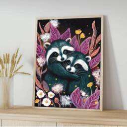 A4 A5 Raccoon Print - Wall Art Home Decor Gift Woodland Wildlife Print Spring Forest - thumbnail 2