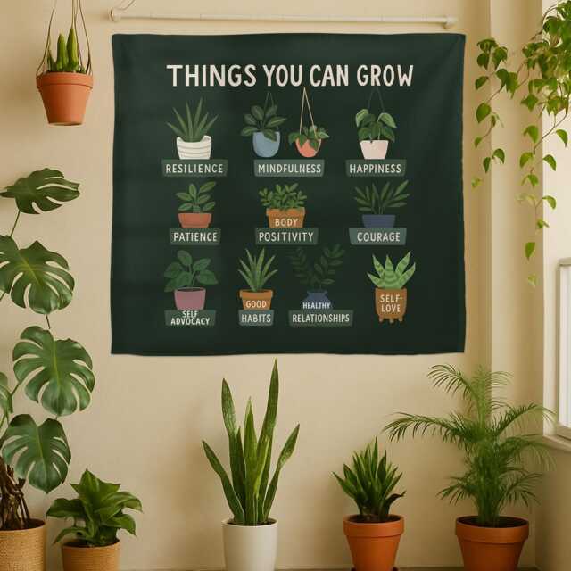 Things You Can Grow Tapestry Mental Health Decor, Therapy Office Banner - image 1