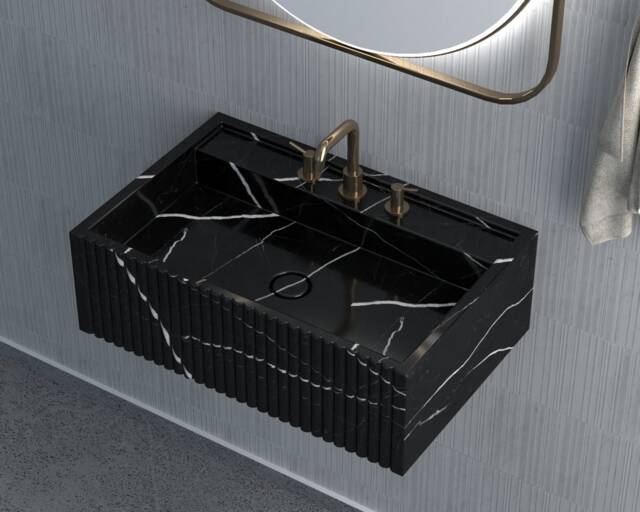 Handmade Rectangular Black Marble Sink Luxury Bathroom Vanity Basin - image 1