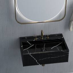 Handmade Rectangular Black Marble Sink Luxury Bathroom Vanity Basin - thumbnail 3