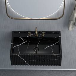 Handmade Rectangular Black Marble Sink Luxury Bathroom Vanity Basin - thumbnail 4