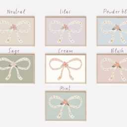 Pretty Flower Bow Print. Wall Art Perfect For Girls Room, Playroom Or A Nursery - Print Only - thumbnail 3