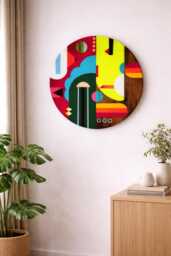 Funky Pop Art Resin Wood Wall Decor Colorful Abstract - thumbnail 1