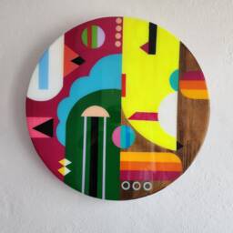 Funky Pop Art Resin Wood Wall Decor Colorful Abstract - thumbnail 3