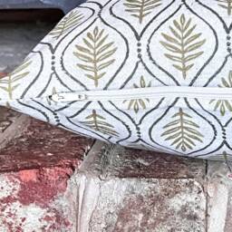 1464. Calvia Gold Block Print-Linen/Cotton Cushion Cover, Various Sizes - thumbnail 2