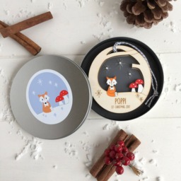 Baby Twin's First Christmas Fox Bauble - Personalised Tree Decoration - thumbnail 4