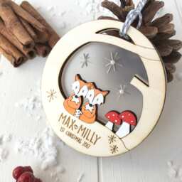 Baby Twin's First Christmas Fox Bauble - Personalised Tree Decoration - thumbnail 1
