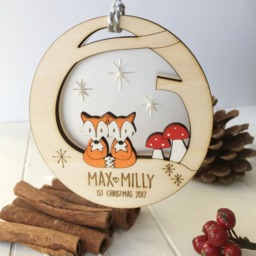 Baby Twin's First Christmas Fox Bauble - Personalised Tree Decoration - thumbnail 2