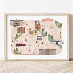 Derby Map, Illustrated Map Of Derby, Poster, Print, Art, Illustration, Gift, Housewarming Gift - thumbnail 1
