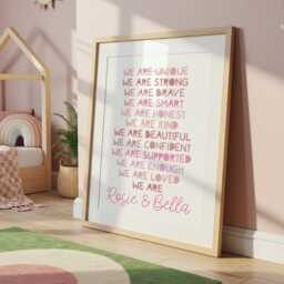 Sister Prints, Girls Bedroom Decor, Shared Bedroom, Gift, Sibling Wall Art, Pink, Nursery Playroom - thumbnail 3