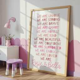 Sister Prints, Girls Bedroom Decor, Shared Bedroom, Gift, Sibling Wall Art, Pink, Nursery Playroom - thumbnail 2