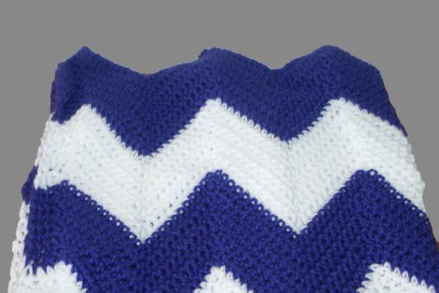 Crochet Chevron Baby Blanket, Purple & White, Handmade Afghan - image 1