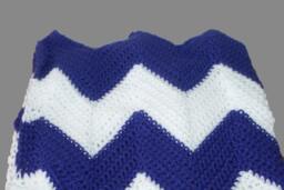 Crochet Chevron Baby Blanket, Purple & White, Handmade Afghan