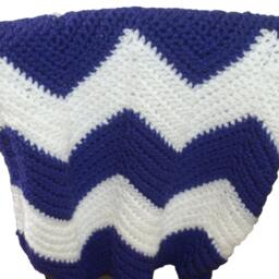 Crochet Chevron Baby Blanket, Purple & White, Handmade Afghan - thumbnail 2