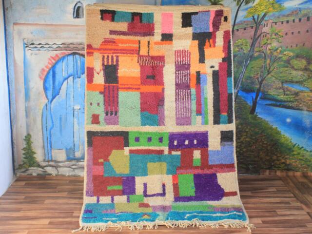 Colorful Moroccan Rug, Custom Fabulous Boujad Abstract Multicolored Carpet, Handmade Bohemian Rug - image 1