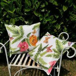 Outdoor Cushion - Oilcloth Flower/Butterfly in Three Different Sizes - thumbnail 2