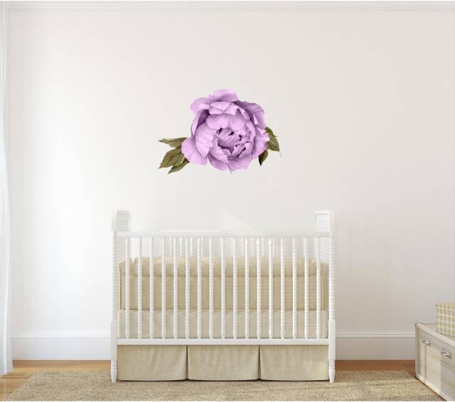 Purple Peony #16 Removable Fabric Wall Decal Individual Blooming Peonies Baby Girl Room Nursery Decor - Customize Your Own Sticker Set - image 1