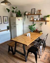 Rustic Scaffold Board Dining Table & Bench Industrial A-Frame Legs - thumbnail 1