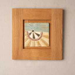Abstract Sun Ceramic Wall Art in White Oak Frame - Made To Order Original Equator D E F - thumbnail 2