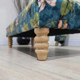 Floral Printed Footstool, Luxurious Fabric Bench , Handmade Chesterfield Traditional Coffee Table Footrest - thumbnail 4