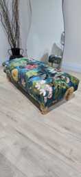 Floral Printed Footstool, Luxurious Fabric Bench , Handmade Chesterfield Traditional Coffee Table Footrest - thumbnail 1