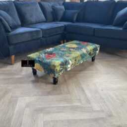Floral Printed Footstool, Luxurious Fabric Bench , Handmade Chesterfield Traditional Coffee Table Footrest - thumbnail 2
