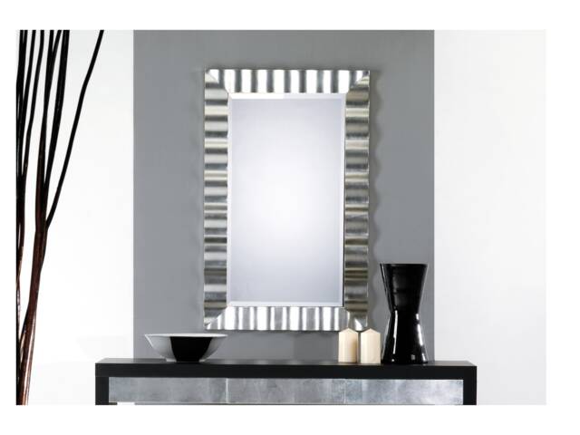 Wall Mirror Art Deco Modern Silver Leaf - Made in Italy Rectangular Wooden Mirror, Entryway Bedroom Mirror Design # 5099 - image 1