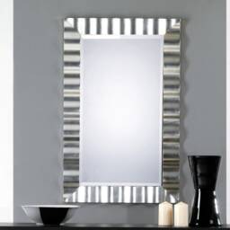 Wall Mirror Art Deco Modern Silver Leaf - Made in Italy Rectangular Wooden Mirror, Entryway Bedroom Mirror Design # 5099 - thumbnail 2