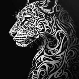 Tribal Leopard Black & White Rug - Modern Animal Pattern Tile Mat Decorative Area Carpet - thumbnail 4