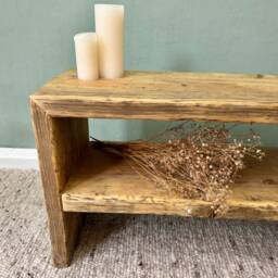 Bench With Shelf Made From Scaffold Planks, Tv Bench Sideboard, Lowboard, Rustic Plank Bench, Wooden Reclaimed Wood, Solid Wood - thumbnail 3