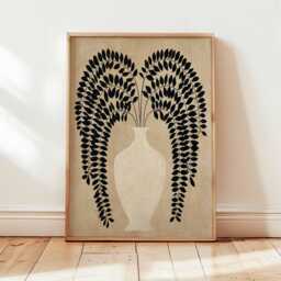Minimalist Vase Poster, Black Botanical Wall Art, Modern Neutral Print, Scandinavian Home Decor, Abstract Plant Illustration Artwork - thumbnail 2