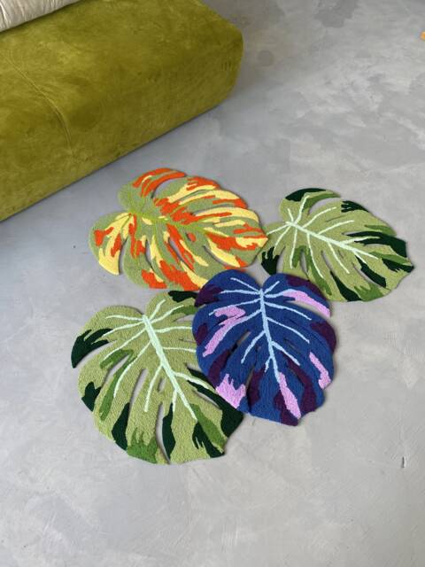 Tufted Monstera Leaf Rug, Hypoallergenic Acrylic Nature-Inspired Decor, Non-Slip Area Rug, Sentimental Gift For Mother Day, Gift Mother - image 1