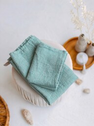 Aqua Green Large Body Bath Towel, Waffle Linen Hand Towels Set, Natural Soft Absorbent Beach Eco-Friendly Spa Sauna Towel - thumbnail 1