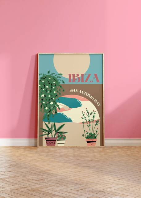 Ibiza Print San Antonio Bay, Mediterranean Travel Poster - image 1