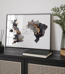 Britain & Brazil Map Black & Gold Travel Wall Art Print - United Kingdom UK - thumbnail 1