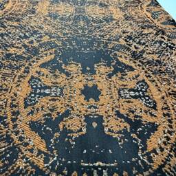 Black Orange Damask Striped Curtain Luxury Polyester Panel - thumbnail 3