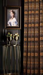 Black Orange Damask Striped Curtain Luxury Polyester Panel