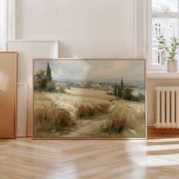 Wheat Field Poster, Village Landscape Print, Country Wall Art, Paper - thumbnail 4